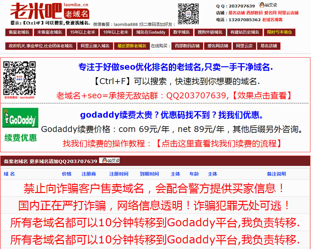 长期出售godaddy备案老域名,godaddy老域名,权重老域名